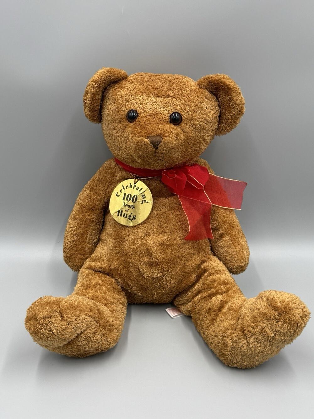 PBC International Brown Teddy Bear w/ Bow Sitting Plush 13” Stuffed Animal